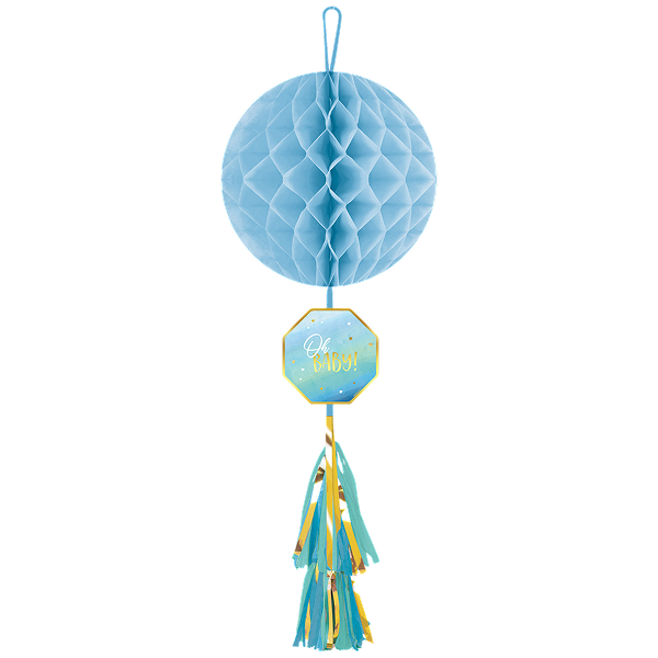 Honeycomb Decoration With Tassel Oh Baby Boy Paper